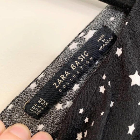 ZARA Basic Black Star Print Open Back Ruffle Dress - Picture 10 of 10